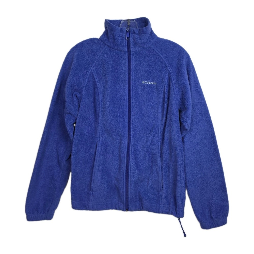 Columbia Full-Zip Fleece Sweatshirt Women's M Blue Long Sleeves Embroidered Logo